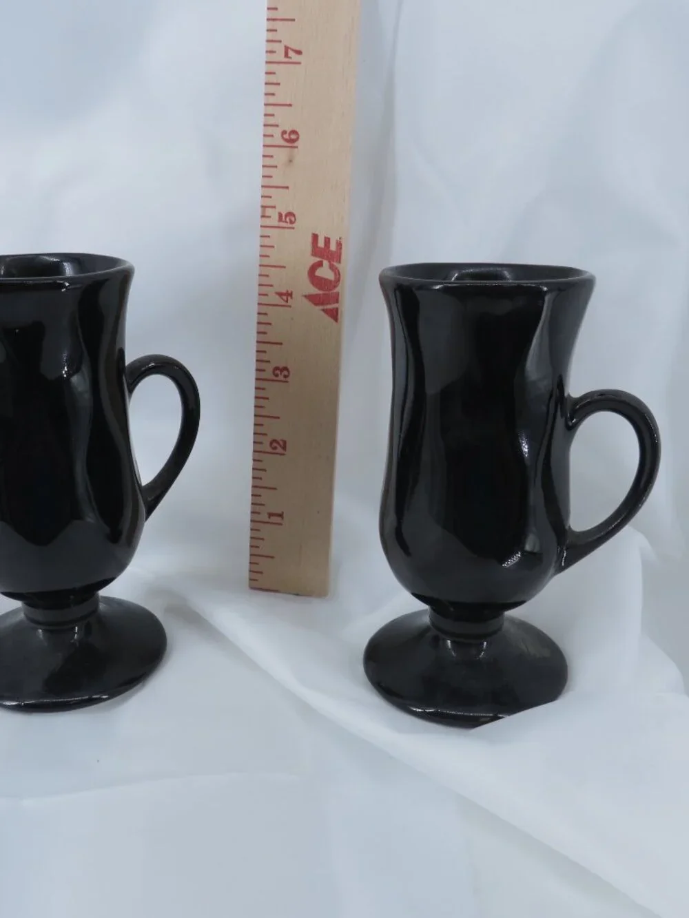 Vintage Haeger USA 177C Black Diamond Pedestal Mugs Set of 2 Mid Century Modern